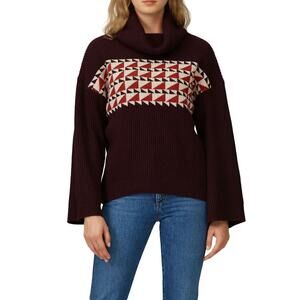 Charli Lisa Wool Printed Turtle Neck Oversized Sweater Size Medium